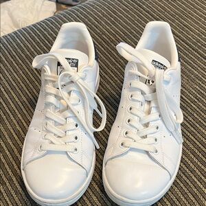 Adidas White Leather Lace-Up Shoes
